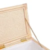 Panier à linge en rotin finition cannage avec couvercle - L. 45 x P. 33 x H. 56 cm - Naturel - CALYMA
