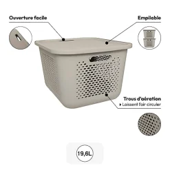 Panier Aera 19,6L avec couvercle en lin - Blanc- 5five