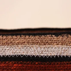 Panier bas rayé en herbes marines marron, beige 26x20cm