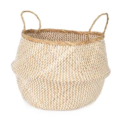 Panier Belly naturel et blanc taille L