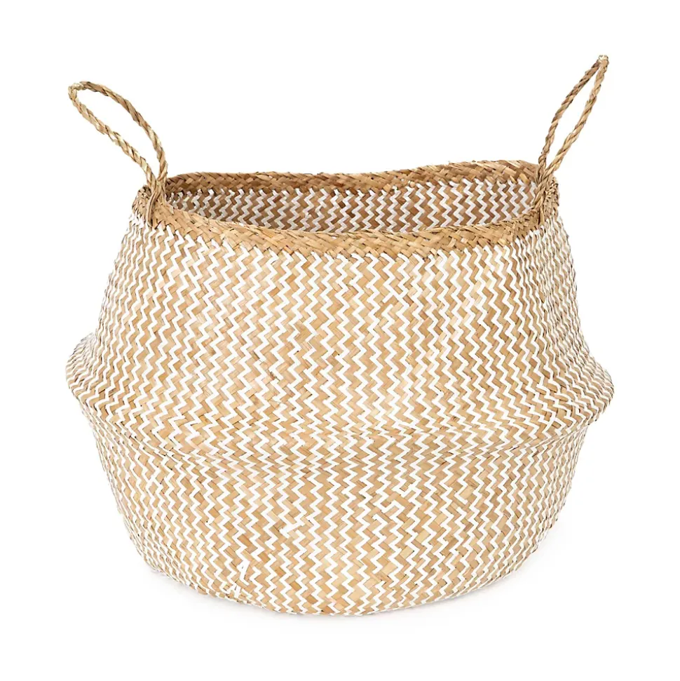 Panier Belly naturel et blanc taille L
