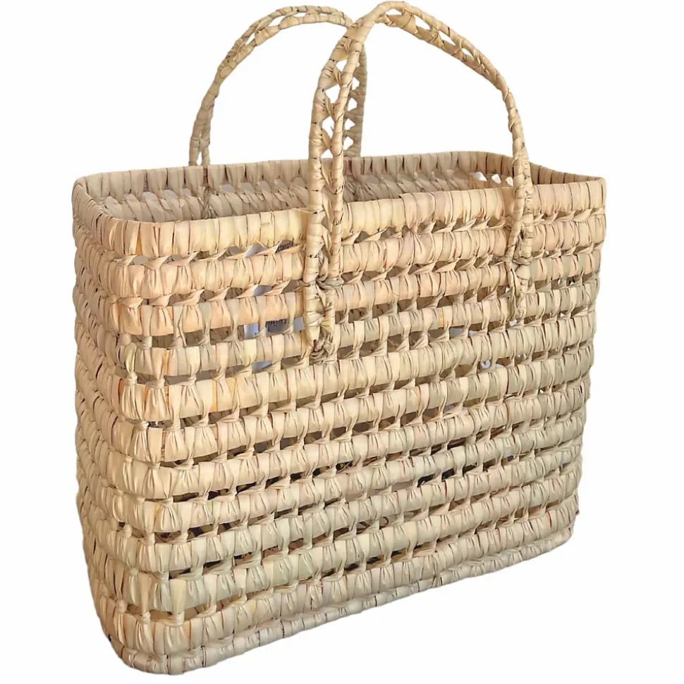Panier cabas feuilles de palmier (32x22x32 cm - Naturel)