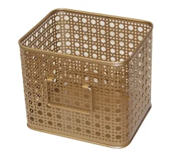 Panier carré en métal doré motif cannage taille S, Equipstore Création Met