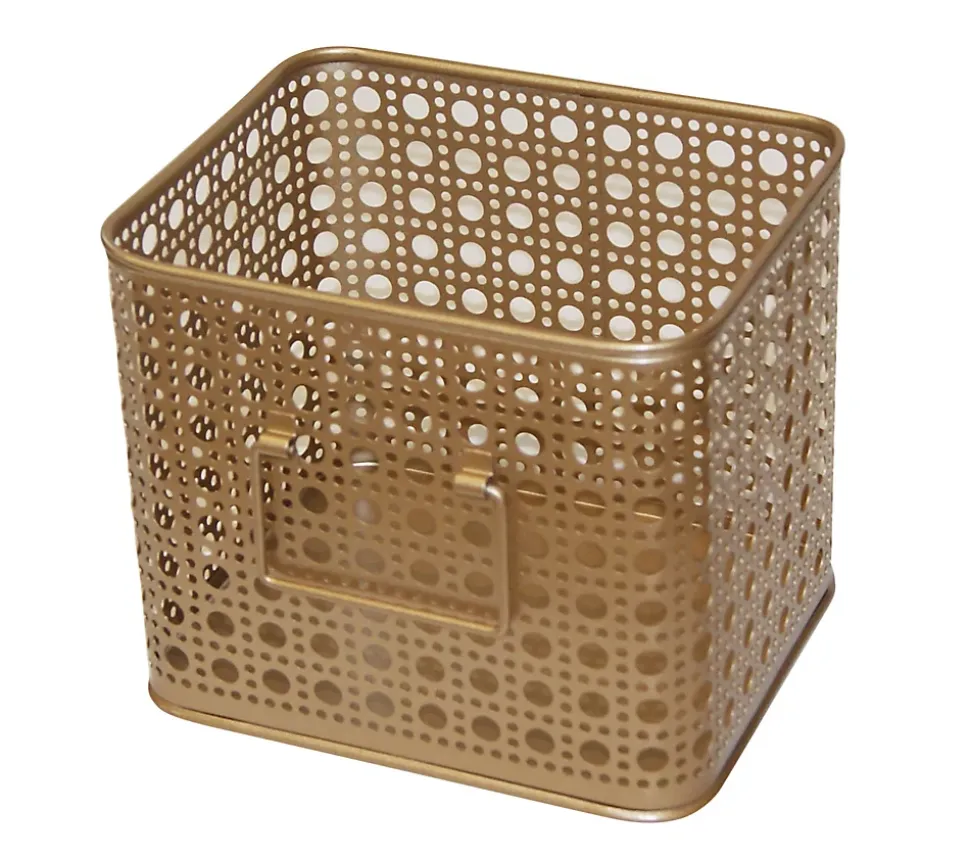 Panier carré en métal doré motif cannage taille S, Equipstore Création Met
