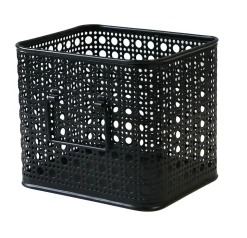 Panier carré en métal motif cannage noir taille S