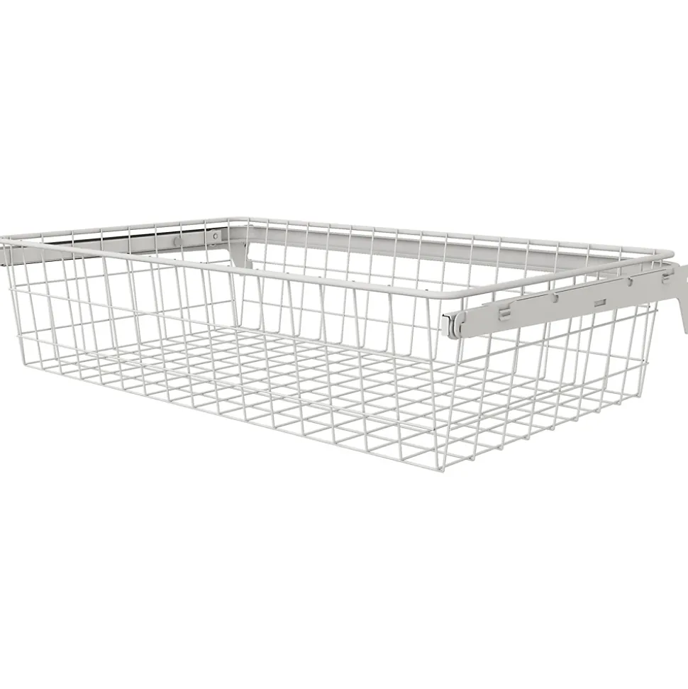 Panier coulissant filaire en acier blanc L. 66 x P. 40 cm