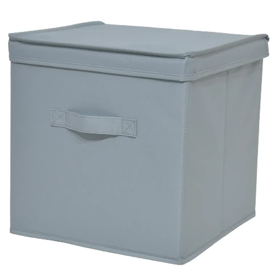 Panier cube de rangement H. 31 cm x L. 31 cm Pratiks gris clair