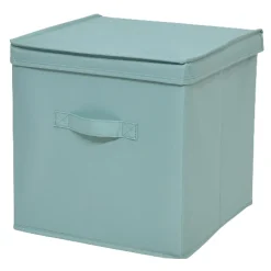 Panier cube de rangement H. 31 cm x L. 31 cm Pratiks vert d'eau