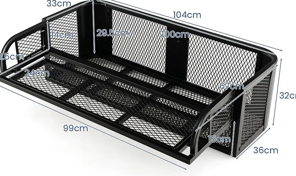 Panier de Chargement Arriere pour VTT Panier de Rack Cadre Metallique en Maille et Charge 25KG