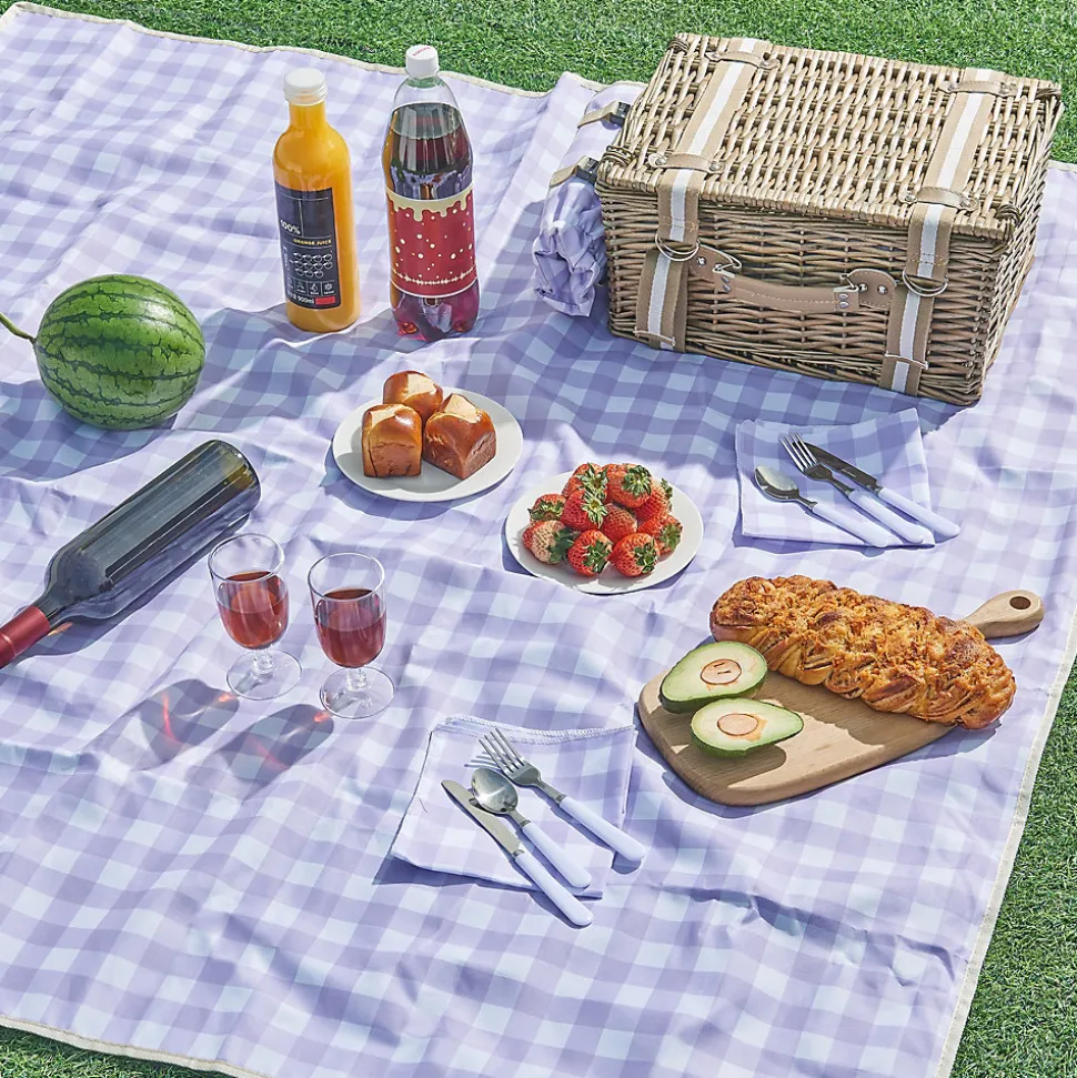Panier de pique-nique Bisceglie violet blanc naturel casa.pro