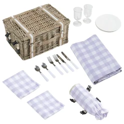 Panier de pique-nique Bisceglie violet blanc naturel casa.pro