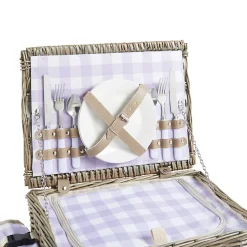 Panier de pique-nique Bisceglie violet blanc naturel casa.pro