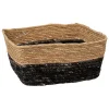 Panier de rangement bicolore tressé en fibres naturelles coloris noir S