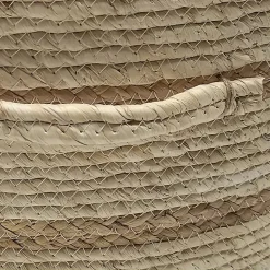 Panier de rangement bicolore tressé beige et crème en fibres naturelles Deko & Co