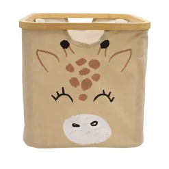 Panier de rangement cadre motif girafe Hyppolite beige
