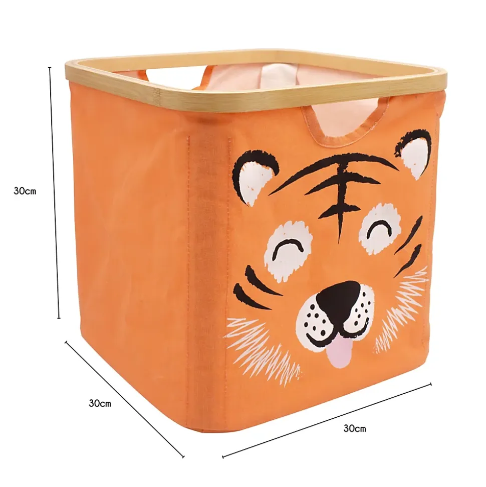 Panier de rangement cadre motif tigre Hyppolite orange
