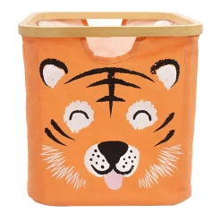 Panier de rangement cadre motif tigre Hyppolite orange