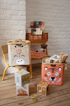 Panier de rangement cadre motif tigre Hyppolite orange