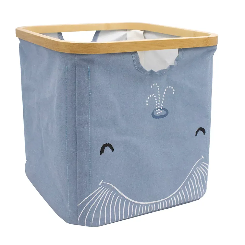 Panier de rangement cadre motif baleine Hyppolite bleu