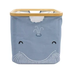 Panier de rangement cadre motif baleine Hyppolite bleu