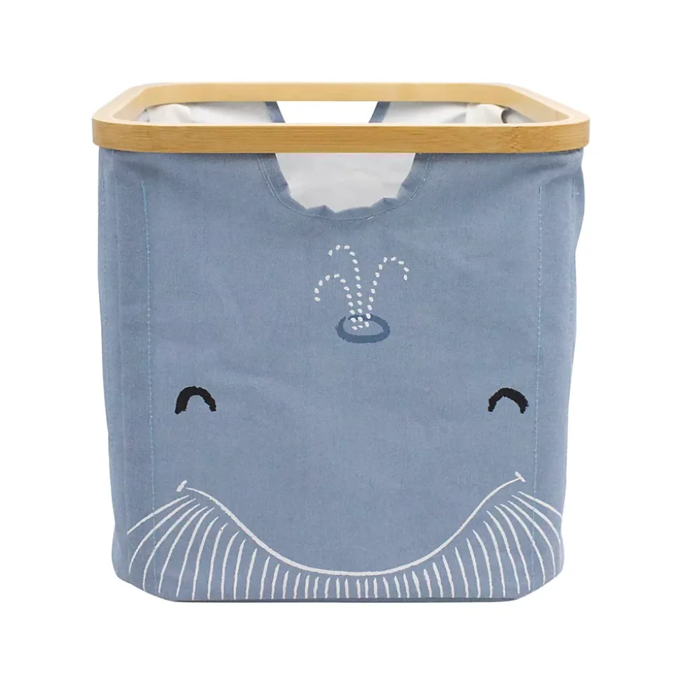 Panier de rangement cadre motif baleine Hyppolite bleu