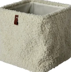 Panier de rangement carré effet bouclette beige