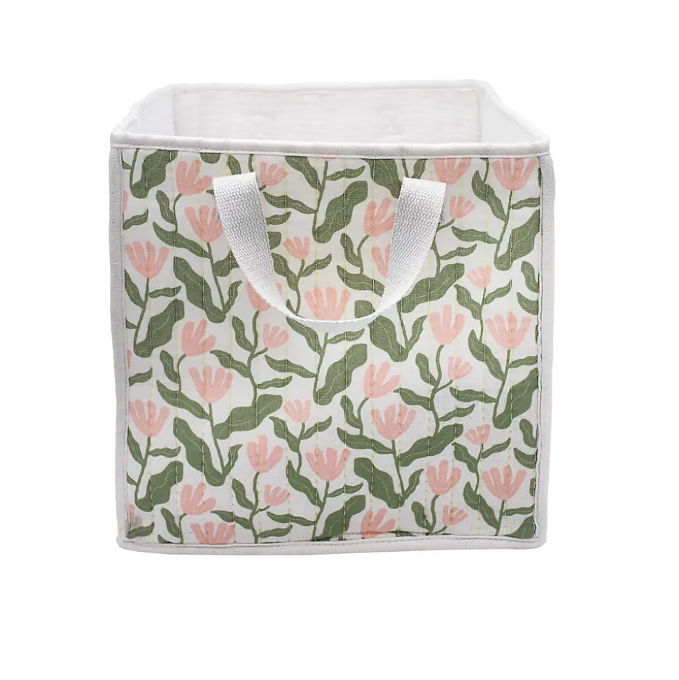 Panier de rangement carré matelassé motif fleurs Mixxit Box & Beyond
