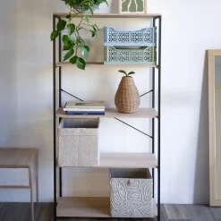Panier de rangement carré motif beige topo Mixxit Box & Beyond
