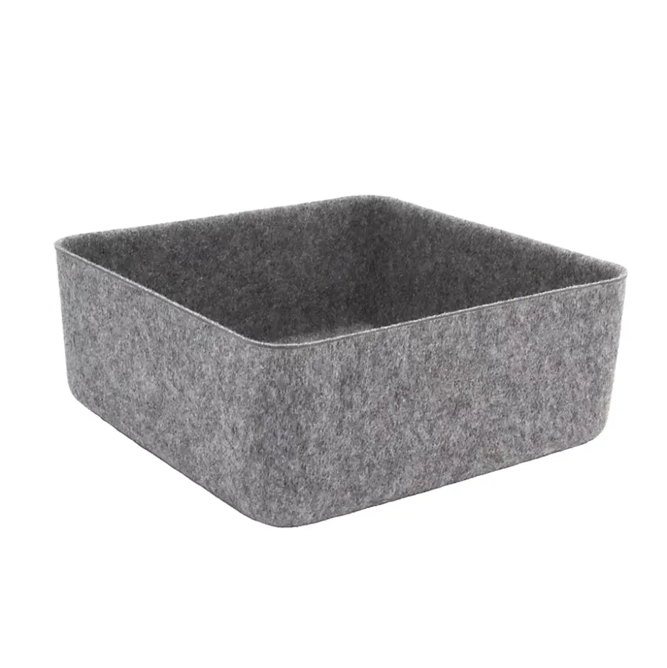 Panier de rangement carré en feutre gris, taille L Box & Beyond