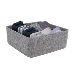 Panier de rangement carré en feutre gris, taille L Box & Beyond