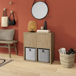 Panier de rangement cube avec poignée Achille noir et blanc