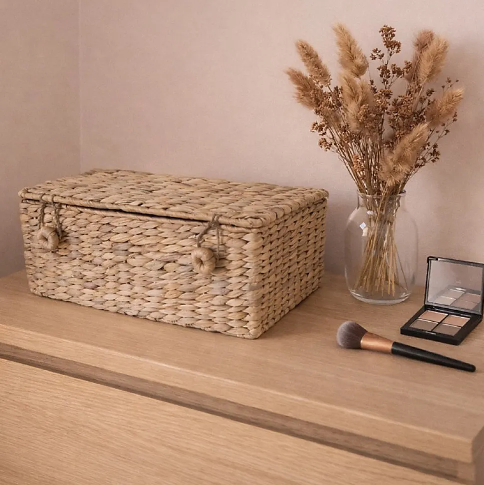 Panier de rangement en jonc de mer naturel 32 x 17 x 15 cm