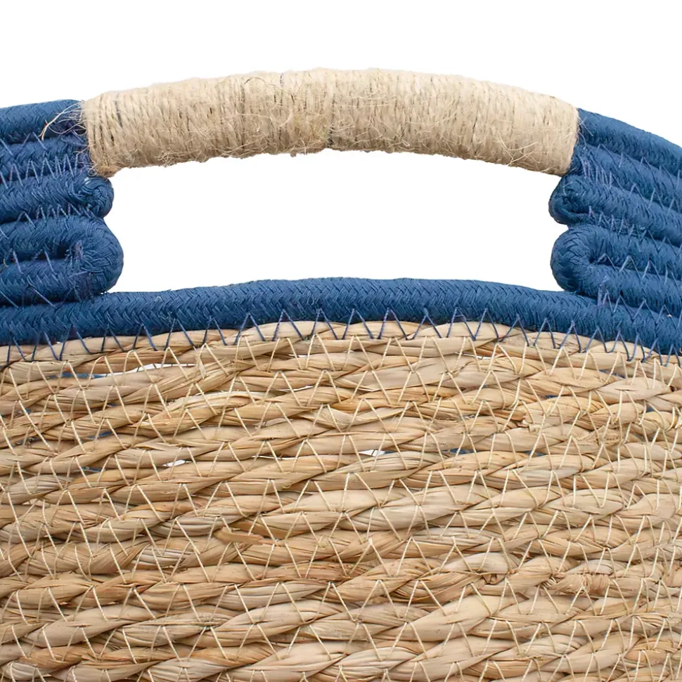 Panier de rangement en jonc de mer bleu M Box & Beyond Milo
