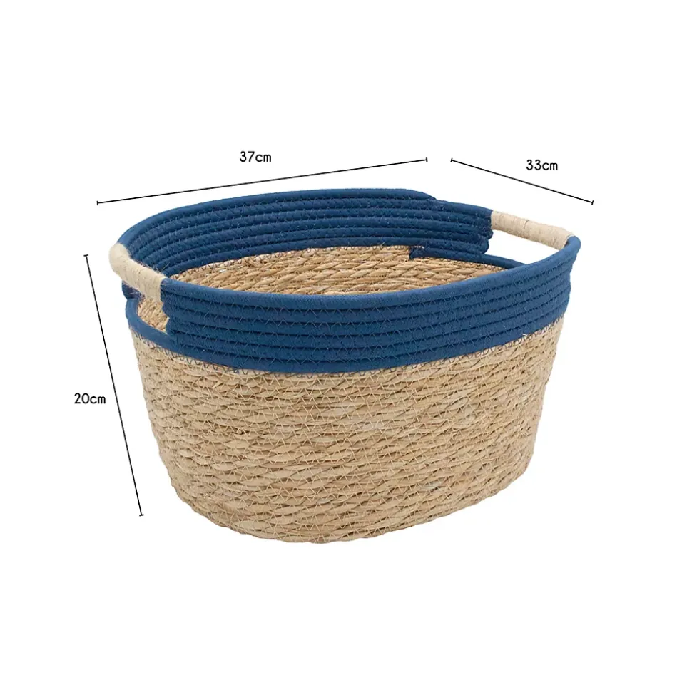 Panier de rangement en jonc de mer bleu M Box & Beyond Milo