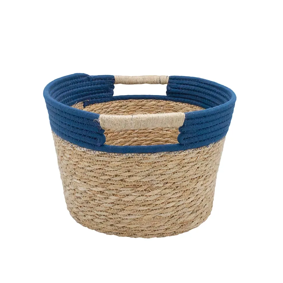 Panier de rangement en jonc de mer bleu M Box & Beyond Milo