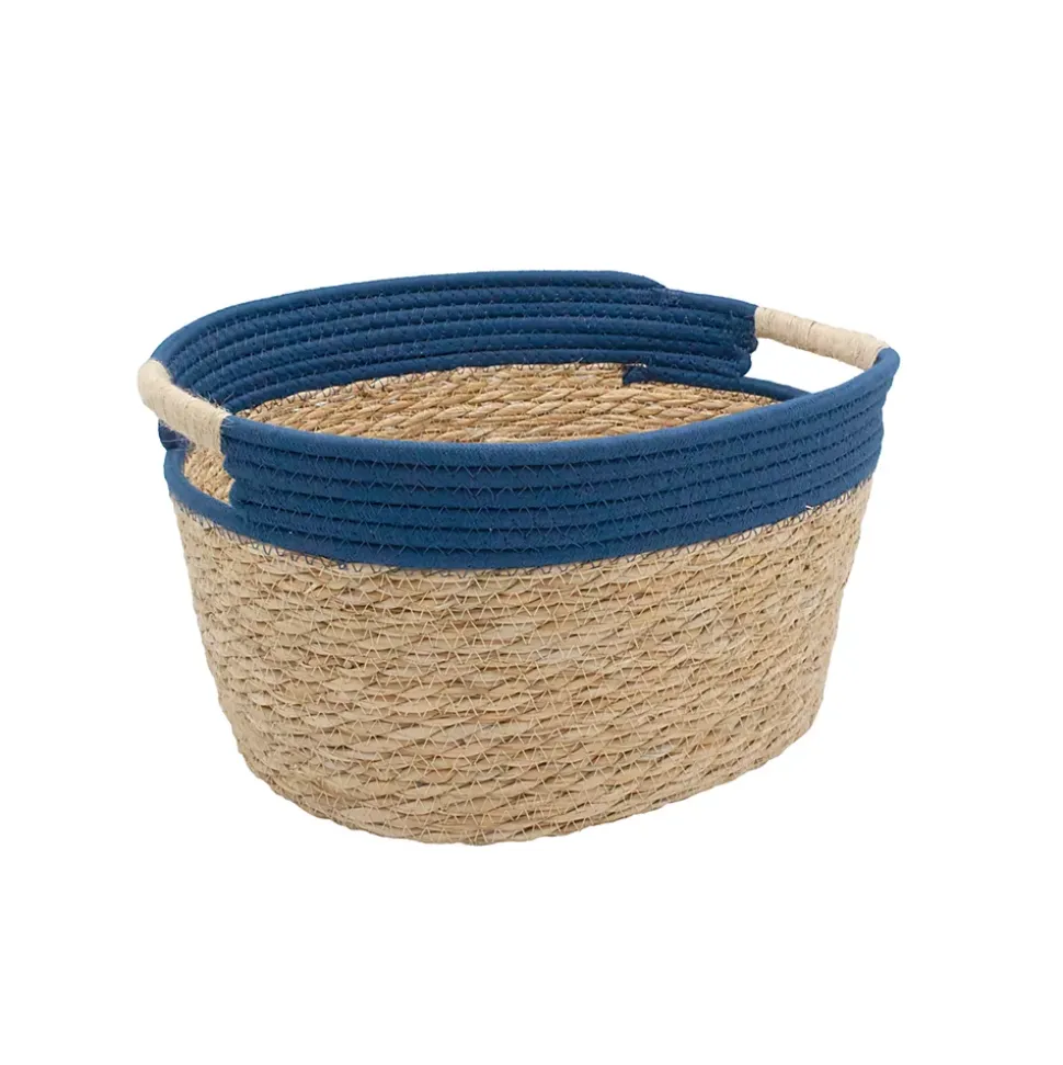 Panier de rangement en jonc de mer bleu M Box & Beyond Milo