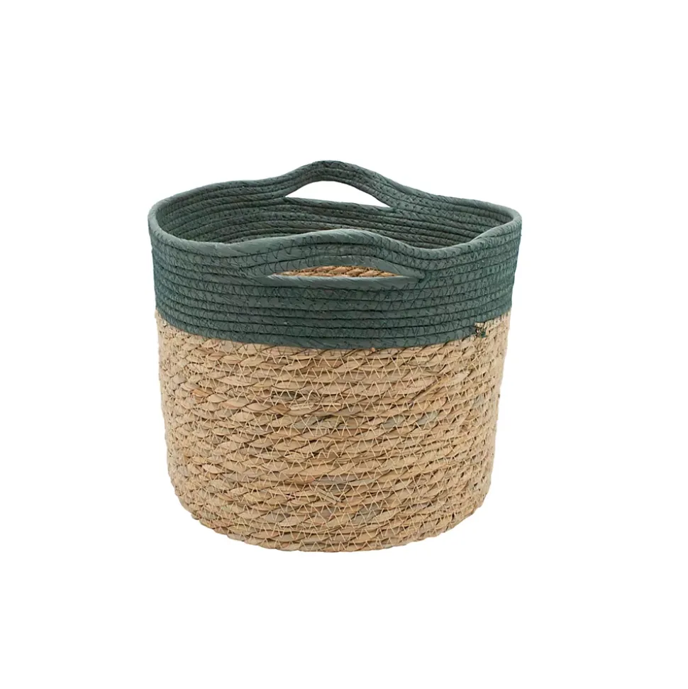 Panier de rangement en jonc de mer vert M Box & Beyond Lino