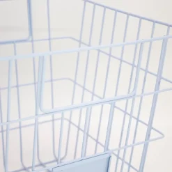 Panier de rangement filaire carré en métal bleu
