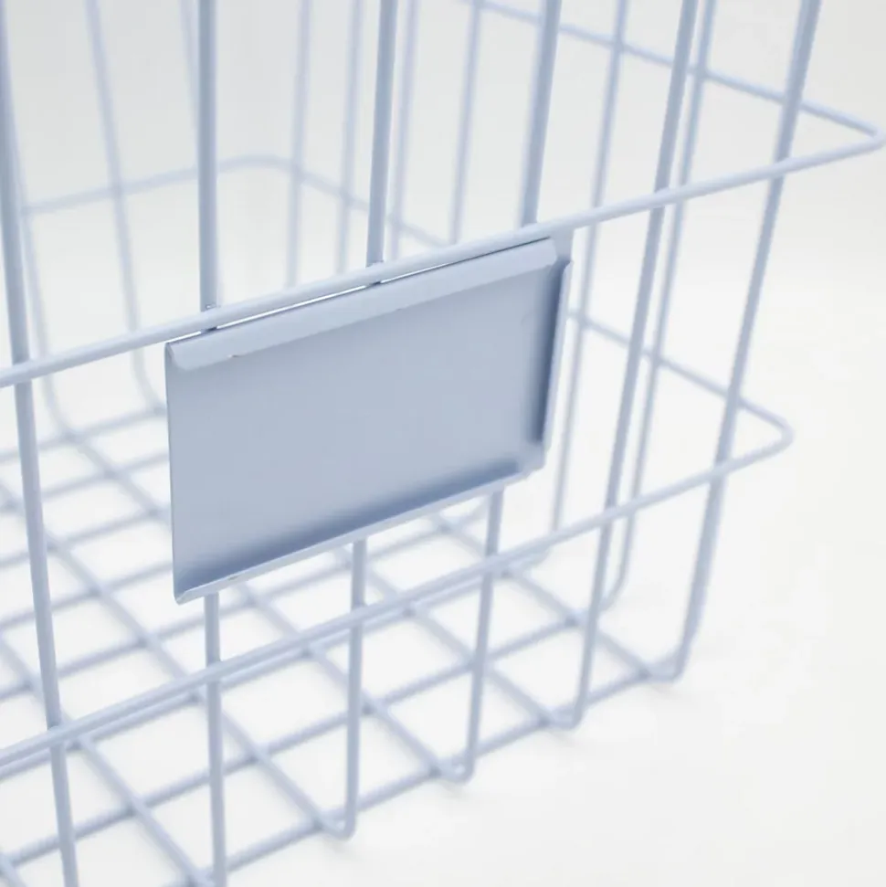 Panier de rangement filaire carré en métal bleu