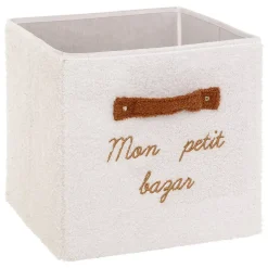 Panier de rangement Fluffy blanc 29x29cm - Atmosphera