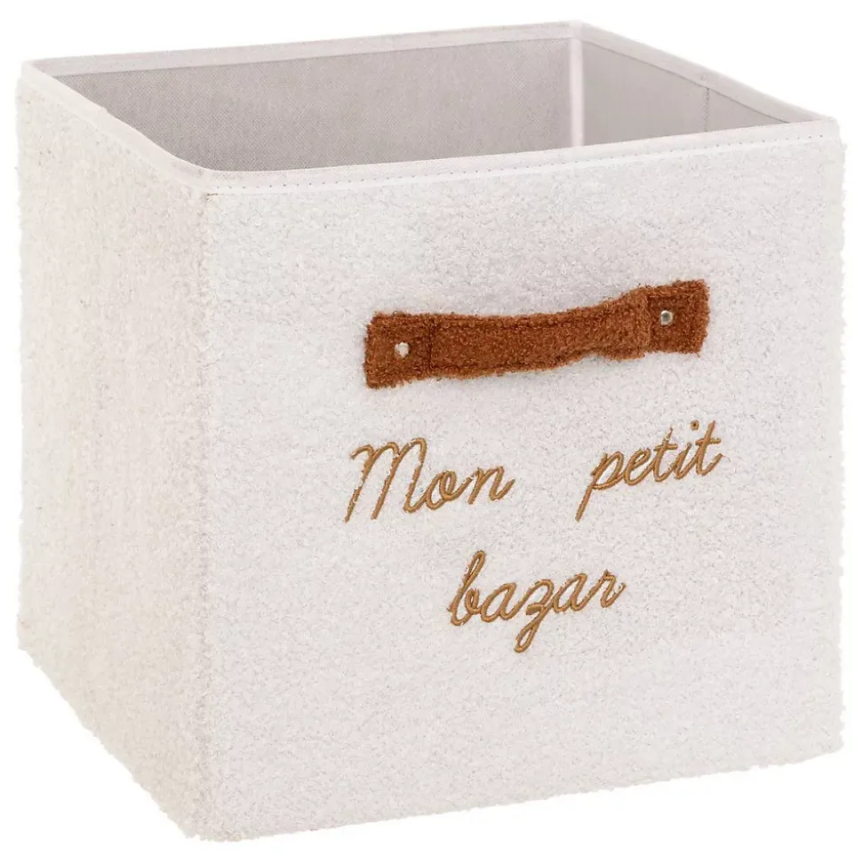 Panier de rangement Fluffy blanc 29x29cm - Atmosphera