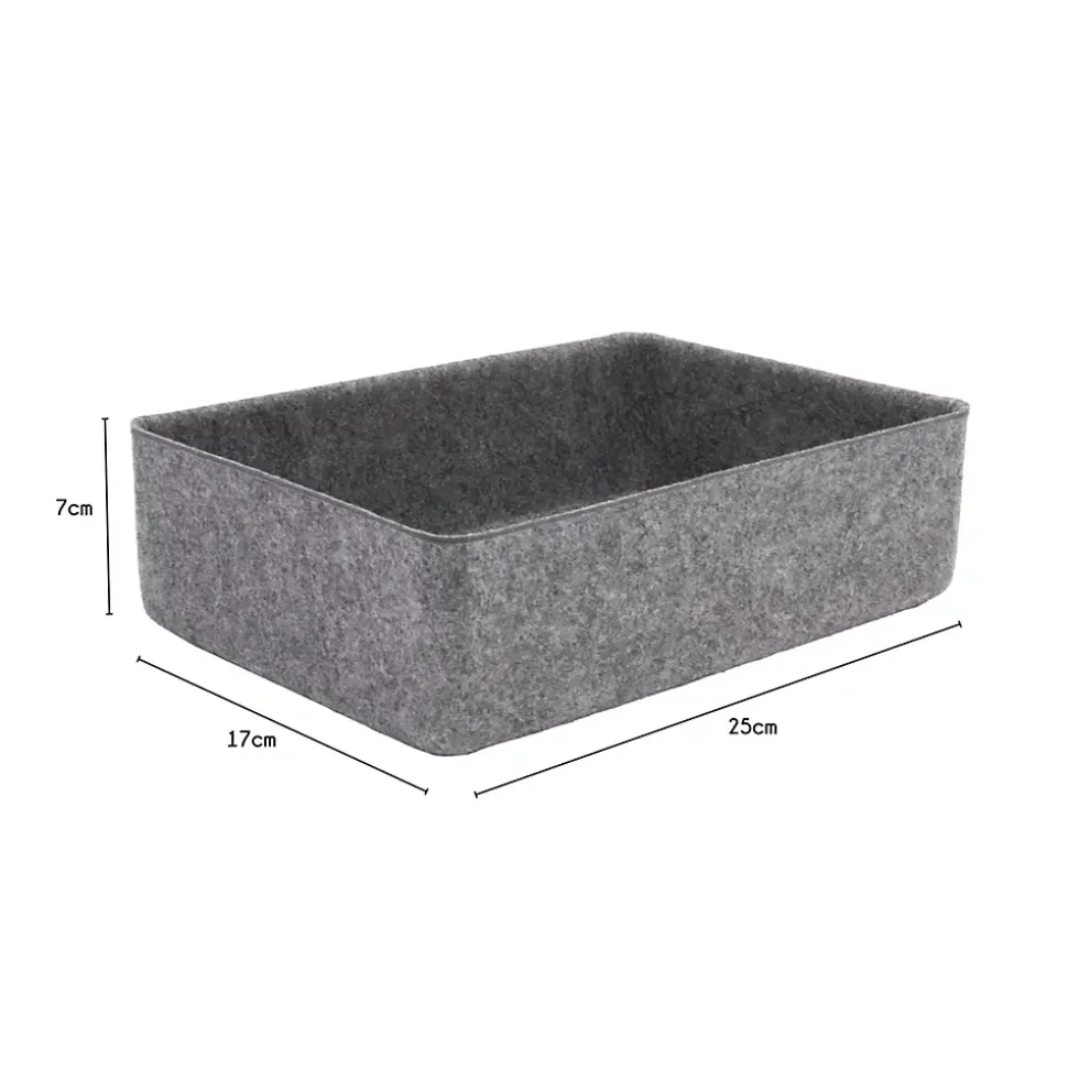 Panier de rangement rectangle en feutre gris, taille M Box & Beyond