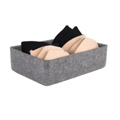 Panier de rangement rectangle en feutre gris, taille M Box & Beyond
