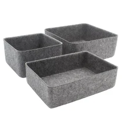 Panier de rangement rectangle en feutre gris, taille M Box & Beyond