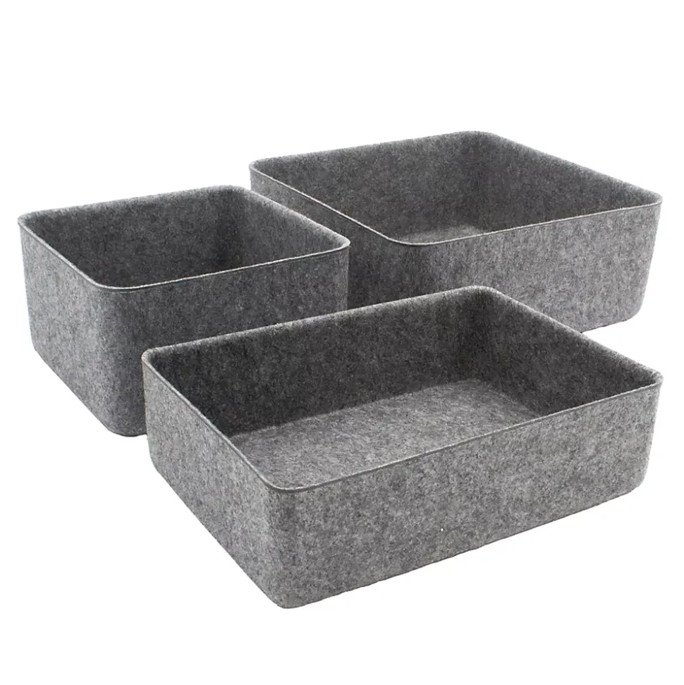 Panier de rangement rectangle en feutre gris, taille M Box & Beyond