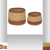 Panier de rangement rond coloris naturel et rouge vendu par 2