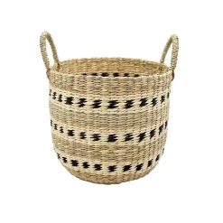 Panier de rangement rond jonc de mer tressé Box & Beyond