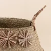 Panier en fibres naturelles avec pompons 38x33cm