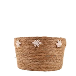 Panier en fibres naturelles détails coquillages 32cm