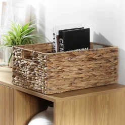 Panier en jacinthe d'eau armature métal - hauteur 17 cm